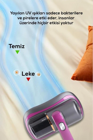 DEMPOWER UV Işık Teknolojili Güçlü Motorlu Yatak Temizleme Cihazı - %99,9 Akar Giderme Özelliği ile - Resim 3