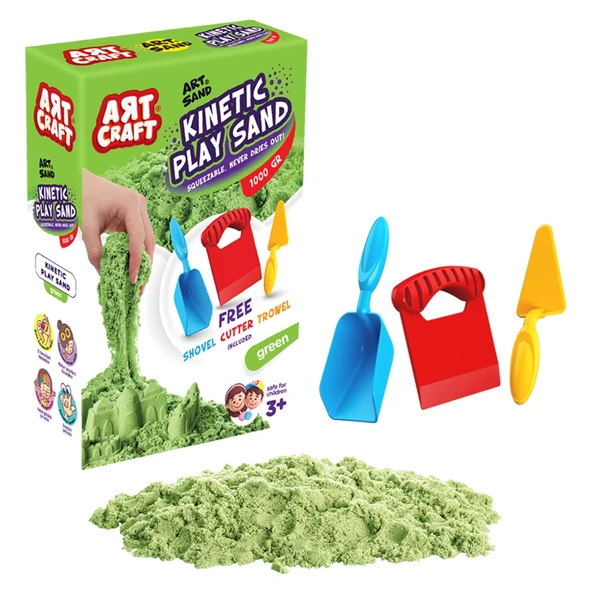 Art Sand Aksesuarlı Yeşil Oyun Kumu 1000 Gr. - Kinetik Kum Seti - Natural Kum - Doğal Kum ürün görseli 1