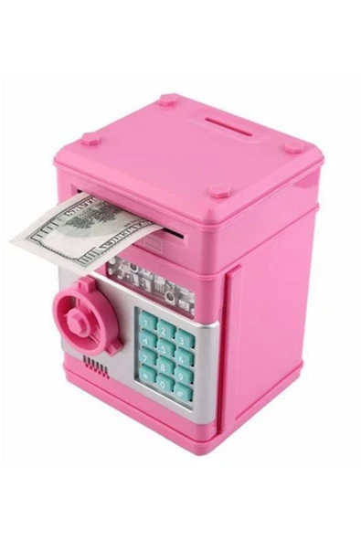 ELBA Şifreli Otomatik Kağıt Para Alan Atm Kasa Kumbara - Pembe ürün görseli 1