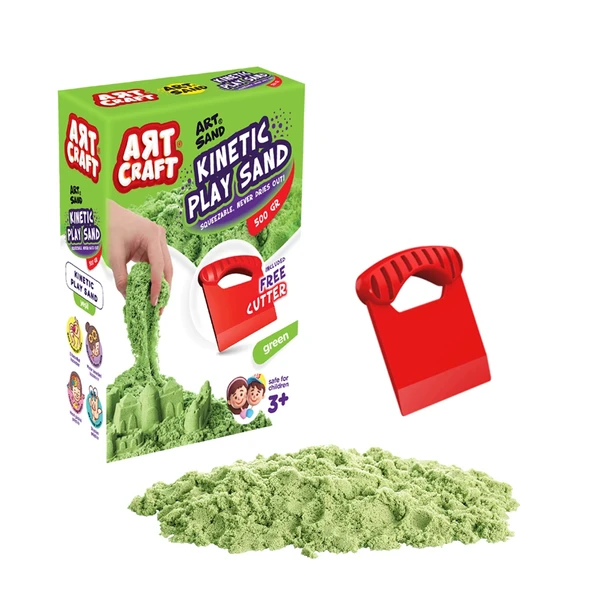Art Sand Aksesuarlı Yeşil Oyun Kumu 500 Gr. - Kinetik Kum Seti - Natural Kum - Doğal Kum ürün görseli 1