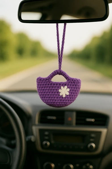 Amigurumi Araba Dikiz Aynası Süsü,  Anahtarlık,  Çanta Askısı %100  El Örgüsü ürün görseli 1