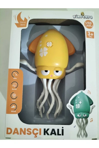 ZİVENTA SARI Dansçı Kali Oyuncak Ahtapot Sesli Işıklı Müzikli Dans Eden Oltalı - Şarjlıdır! - Oltası Mevcut ürün görseli 1