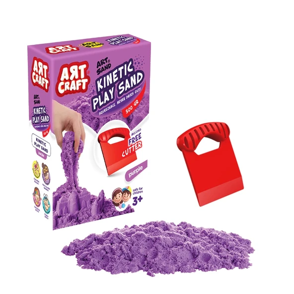 Art Sand Aksesuarlı Mor Oyun Kumu 500 Gr. - Kinetik Kum Seti - Natural Kum - Doğal Kum ürün görseli 1