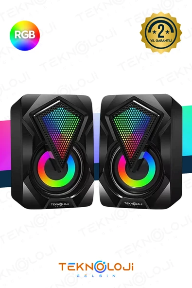 Kensa Bilgisayar Hoparlörü Led Işıklı Rgb Laptop Pc Uyumlu 1+1 Speaker ürün görseli 1