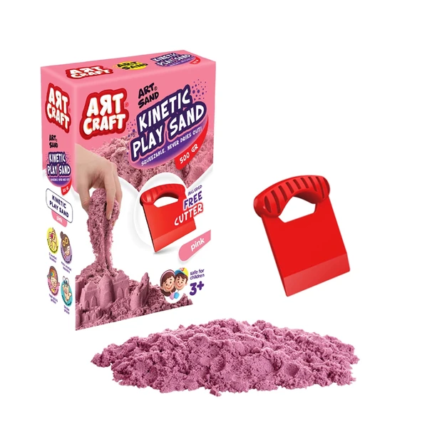 Art Sand Aksesuarlı Pembe Oyun Kumu 500 Gr. - Kinetik Kum Seti - Natural Kum - Doğal Kum ürün görseli 1