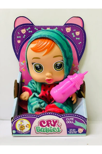 Cango Cry Babies Ağlayan Bebekler Sesli Emzikli Biberonlu Oyuncak Et Bebek ürün görseli 1