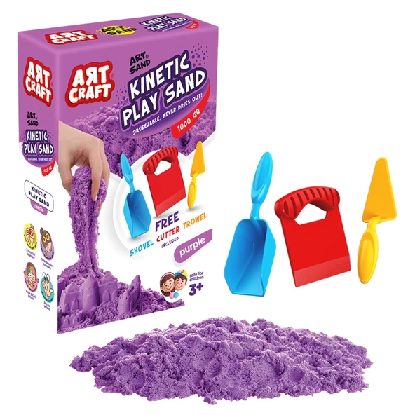 Art Sand Aksesuarlı Mor Oyun Kumu 1000 Gr. - Kinetik Kum Seti - Natural Kum - Doğal Kum ürün görseli 1
