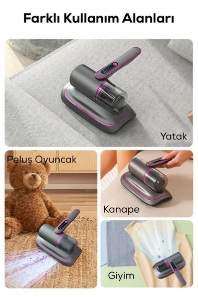 DEMPOWER UV Işık Teknolojili Güçlü Motorlu Yatak Temizleme Cihazı - %99,9 Akar Giderme Özelliği ile - Resim 5