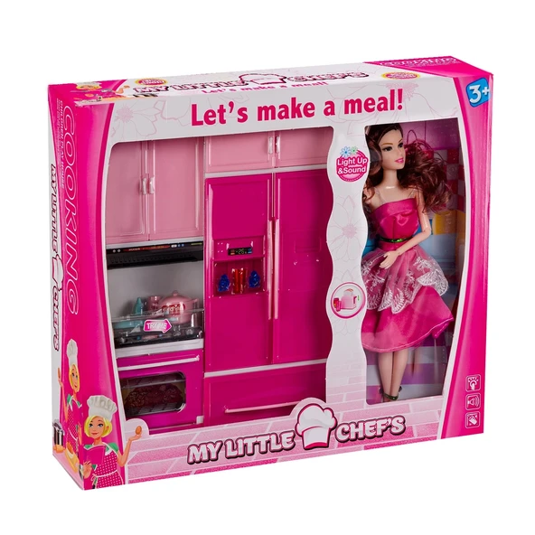 My Happy Kitchen Bebekli İkili Mutfak Seti - Modern Mutfak Seti - Işıklı Sesli Mutfak Oyuncak - Fırın, Buzdolabı ürün görseli 1