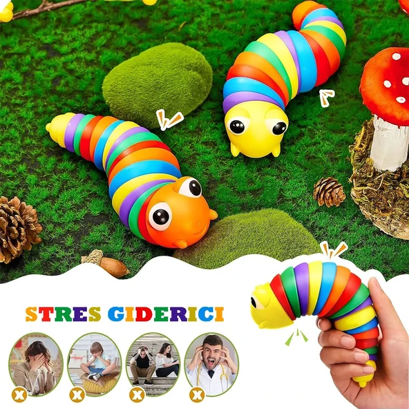 Söktak Eğlenceli Tırtıl Oyuncak - Stres ve Anksiyete Giderici Montessori Tırtıl Oyuncağı - Renkli Tırtıl ürün görseli 1