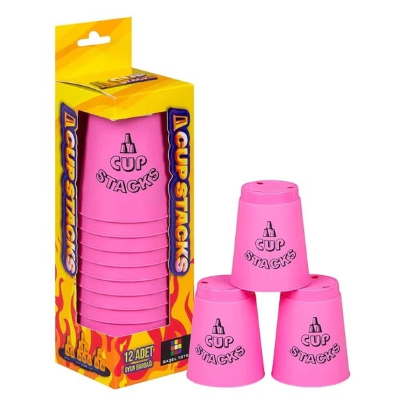 Orijinal Cup Stacks Bardak Oyunu - Speed Cup - Hızlı Bardaklar Oyunu - Hızlı Bardak Oyunu - Pembe ürün görseli 1