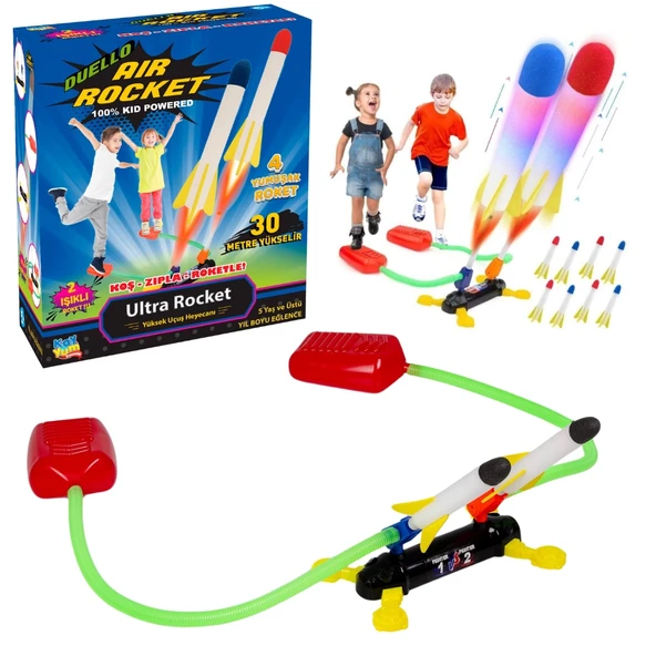 Air Rocket İkili Seti - Roket Oyuncak - 4 Roket Ve Havalı Roketatar - İkili Açık Hava Oyuncağı - Airrocket ürün görseli 1