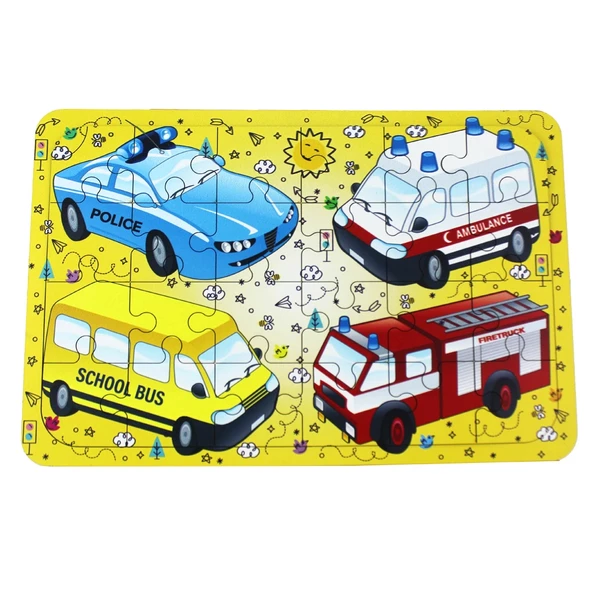 Ahşap Taşıtlar Puzzle - Bebekleri İçin Puzzle - Ahşap Yapboz Oyuncak - Oyuncak Yap-boz - 24 Parça Puzzle ürün görseli 1