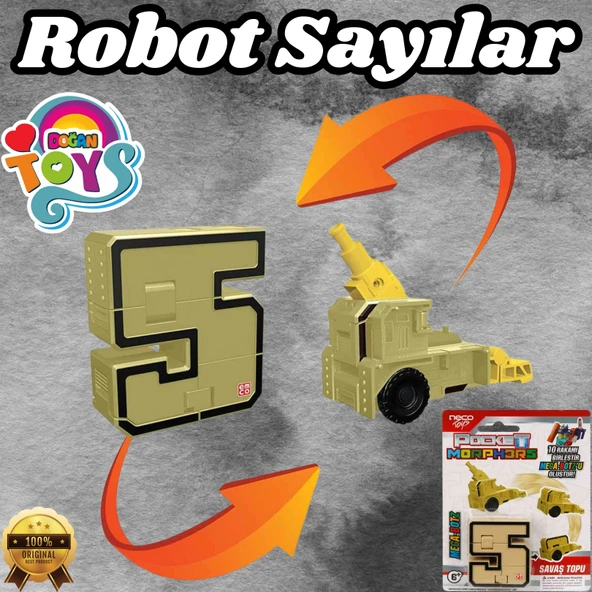 Pocket Morphers 5 Savaş Topu - Roboto Dönüşen Sayılar - 5 Numara Robot - Transformers - Robot Sayı ürün görseli 1