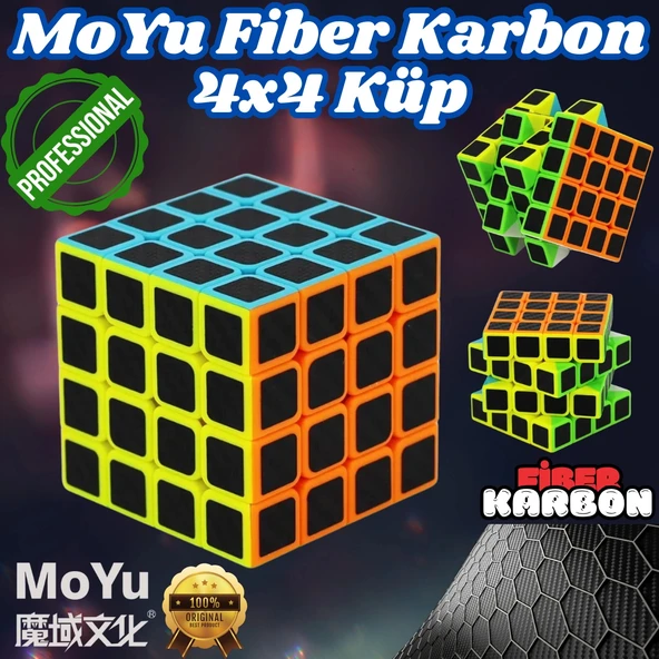 Orijinal MoYu Fiber Karbon 4x4 Küp - Moyu Speed Cube - Moyu Fiber Karbon 4x4 Zeka Küpü - Zeka Küpü - Rubik Küp ürün görseli 1