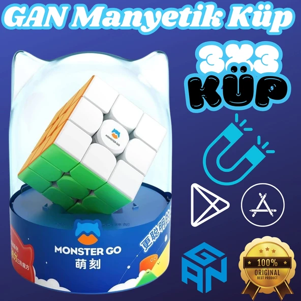 Profesyonel GAN Monster Go Standard 3x3 Manyetik Küp - Zeka Küpü - Akıl Küpü - Monster Küp ürün görseli 1