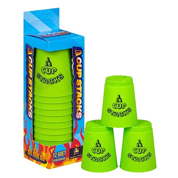 Orijinal Cup Stacks Bardak Oyunu - Speed Cup - Hızlı Bardaklar Oyunu - Hızlı Bardak Oyunu - Yeşil ürün görseli 1