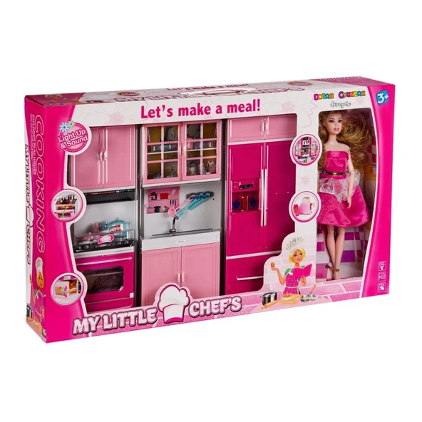 My Happy Kitchen Bebekli Üçlü Mutfak Seti - Modern Mutfak Seti - Işıklı Sesli Mutfak Oyuncak - Fırın, Buzdolabı, Lavabo ürün görseli 1