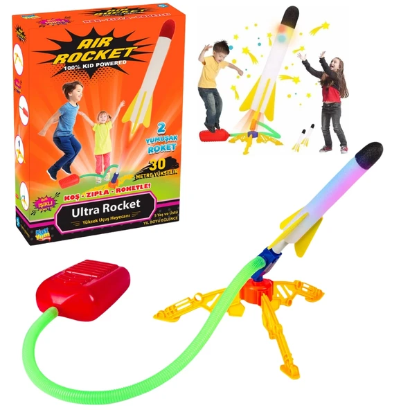 Air Rocket Tekli Seti - Roket Oyuncak - 2 Roket Ve Havalı Roketatar - Tekli Açık Hava Oyuncağı - Airrocket ürün görseli 1