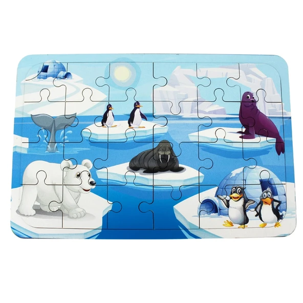 Ahşap Kutup Hayvanları Puzzle - Bebekleri İçin Puzzle - Ahşap Yapboz Oyuncak - Oyuncak Yap-boz - 24 Parça Puzzle ürün görseli 1