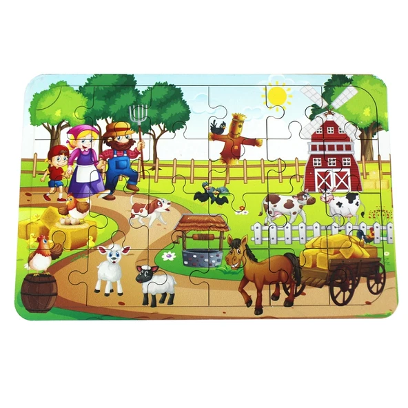 Ahşap Çiftlik Puzzle - Bebekleri İçin Puzzle - Ahşap Yapboz Oyuncak - Oyuncak Yap-boz - 24 Parça Puzzle ürün görseli 1
