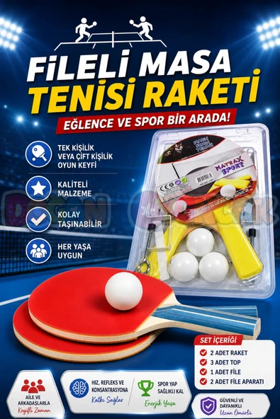 Fileli Masa Tenisi Raketi - Okul İçin Masa Tenisi Raketi - Tenis Oyuncakları - Masa Tenisi Oyunu - Fileli Raket ürün görseli 1