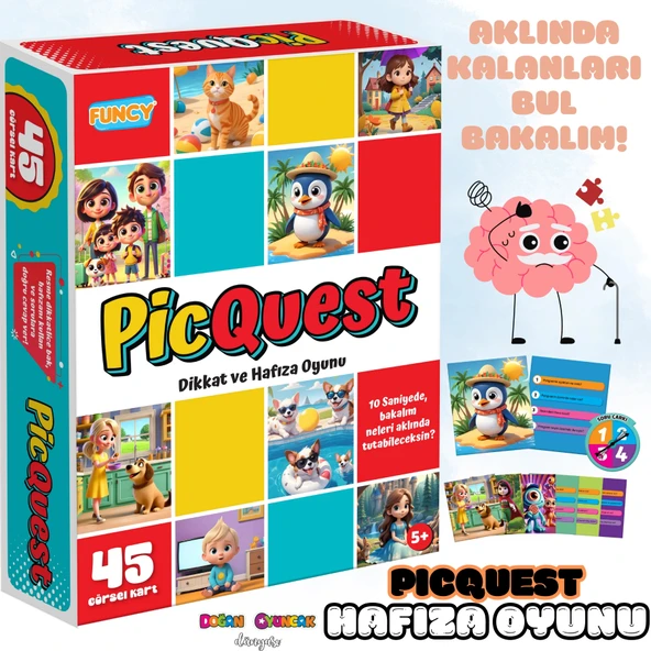 PicQuest Dikkat ve Hafıza Oyunu - Dikkat Aktivite Oyunu - Süper Hafıza Oyunu - Akıl Oyunu Zeka Oyunu - Aklında Tutma Oyu ürün görseli 1