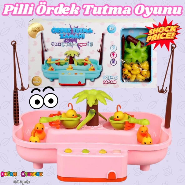 Pilli Havuzlu Ördek Yakalama Oyunu Pembe - Pilli Müzikli Balık Tutma Oyunu - Şarkılı Eğitici Balık Yakalama Oyunu - Müzi ürün görseli 1
