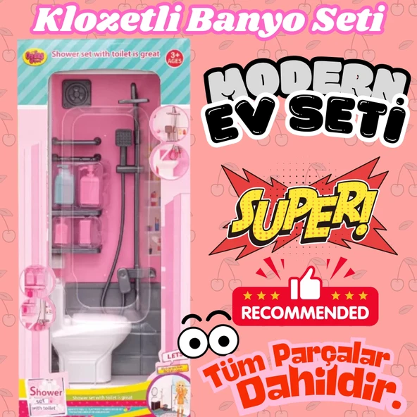 Klozetli Banyo Seti - Modern Banyo Seti - Minyatür Ev Oyuncak Seti - Banyo Oyuncak Seti - Klozet, Şovben Oyuncak ürün görseli 1