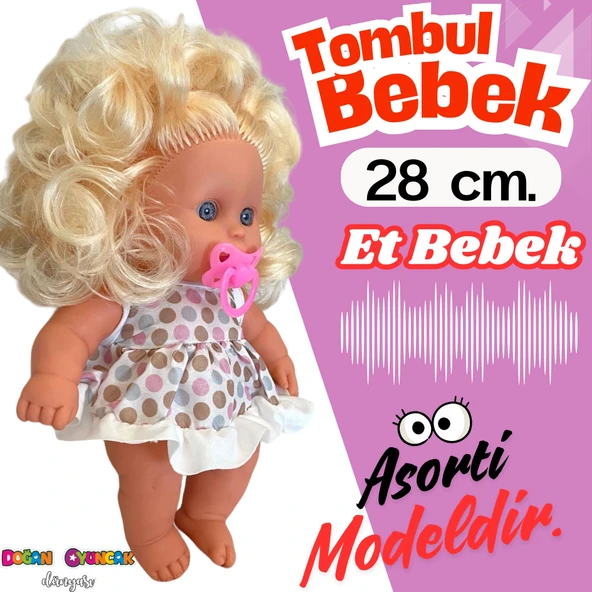 Derin Emzikli Saçlı Tombul Et Bebek 28 Cm. Kutulu - Emzikli Bebek - Saçlı Tombik Bebek - Saçlı Bebek - Tombul Bebek ürün görseli 1