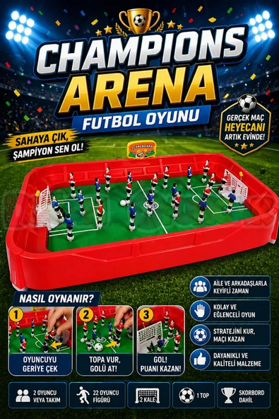 Champions Arena Futbol Oyunu - Futbol Maçı Oyuncak - Futbol Oyuncakları - Top Oyuncak Langırt Setleri - Langırt Oyuncakl ürün görseli 1