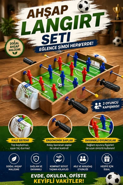 Ahşap Langırt Seti - Ahşap Oyuncak - Futbol Oyuncakları - Top Oyuncak Langırt Setleri - Langırt Oyuncakları - Ahşap Masa ürün görseli 1