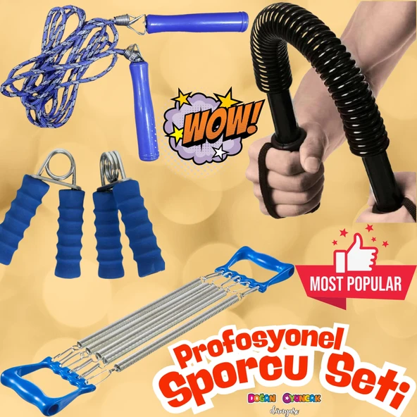 Profesyonel Sporcu Kiti - Profesyonel Sporcu Seti - Atlama İpi, Göğüs Geliştirici Demir, Göğüs Yayı, El Yayı - Vücut Gel ürün görseli 1