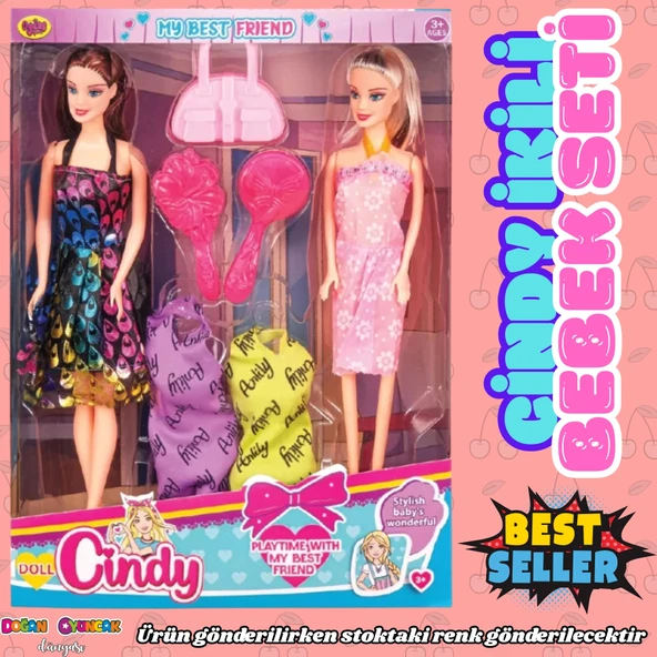Cindy Aksesuarlı İkili Bebek - Barbie Oyuncak Bebek - Barbie Bebek - Bebek Oyun Evleri İçin Bebek - İkili Bebek Seti ürün görseli 1