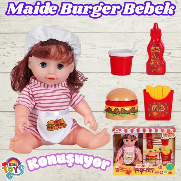Maide Burger Yiyor - Türkçe Konuşan Maide Et Bebek - Konuşan Bebek - Maide Bebek - Maide Burger Bebek - Kumral ürün görseli 1