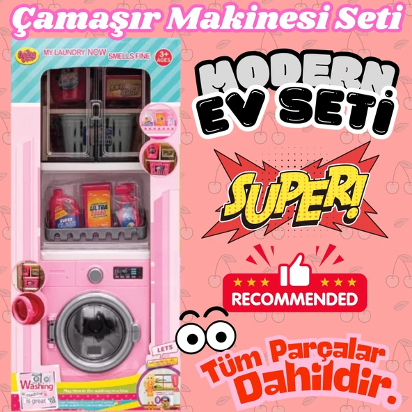 Çamaşır Makineli Banyo Seti - Modern Banyo Seti - Minyatür Ev Oyuncak Seti - Banyo Oyuncak Seti - Çamaşır Makinesi Oyunc ürün görseli 1