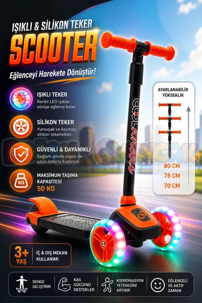 Cool Wheels Turuncu Twist Işıklı 3 Tekerlekli Scooter - Işıklı Scooter - CoolWheels Scooter - Çocuk Scooter - İttir Git ürün görseli 1