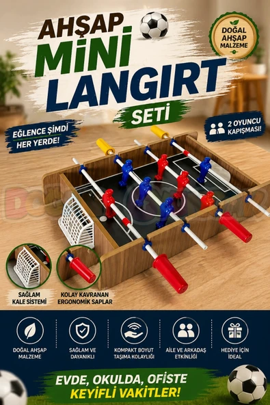 Ahşap Mini Langırt Seti - Ahşap Oyuncak - Futbol Oyuncakları - Top Oyuncak Langırt Setleri - Langırt Oyuncakları - Ahşap ürün görseli 1