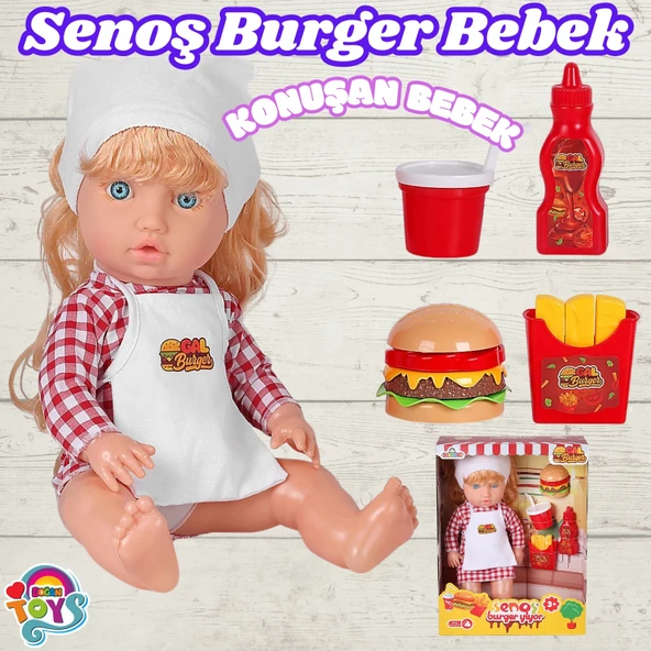 Senoş Burger Yiyor - Türkçe Konuşan Senoş Et Bebek - Konuşan Bebek - Senoş Bebek - Burger Et Bebek - Sarışın ürün görseli 1