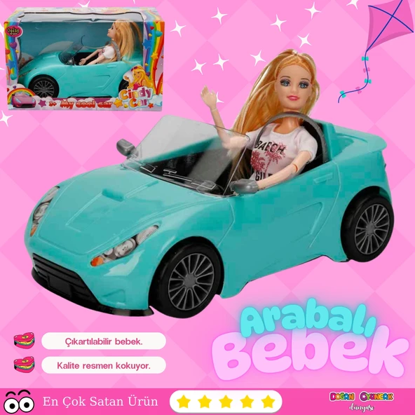 Cindy Doll Bebekli Arabası Turkuaz - Oyuncak Arabalı Bebek - Barbie Arabası - Bebekli Barbie Arabası - Oyuncak Araç ürün görseli 1