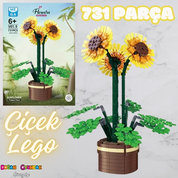 Mikro Blok Çiçek Ayçiçeği 731 Parça - Lego Setleri - MEGA Lego - Çiçek Lego - MEGA Çiçek Lego - Mikro Bloklar ürün görseli 1