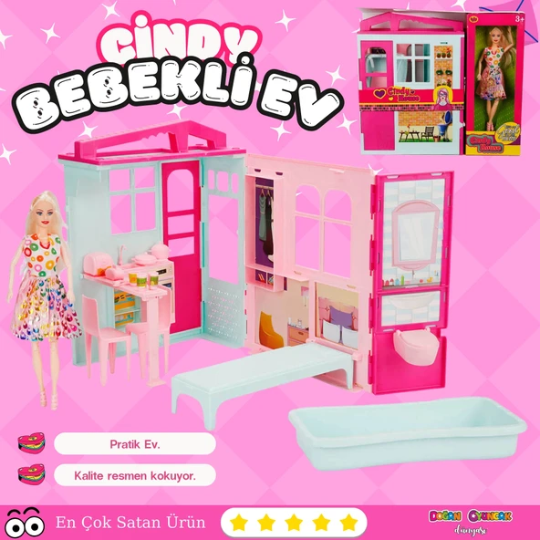 Cindy House Bebekli Oyun Evi - Ev Oyuncak - Lola'nın Düşler Ev Seti - Barbie Ev Seti - Oyuncak Ev ürün görseli 1