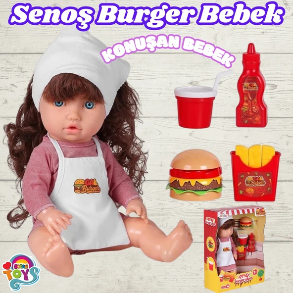 Senoş Burger Yiyor - Türkçe Konuşan Senoş Et Bebek - Konuşan Bebek - Senoş Bebek - Burger Et Bebek - Kumral ürün görseli 1