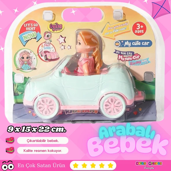 Küçük Barbie Chelsea Bebekli Arabası - Oyuncak Arabalı Bebek - Barbie Arabası - Bebekli Barbie Arabası ürün görseli 1