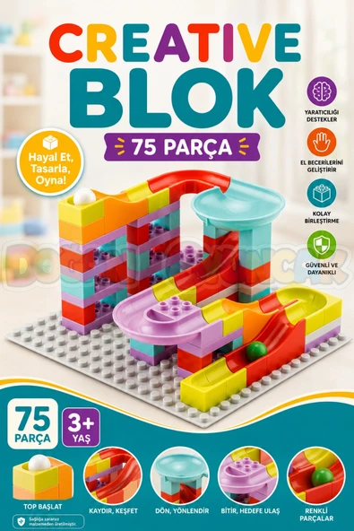 Creative Blok 75 Parça - Slide Blocks 75 Parça - Lego Oyuncakları - Yaratıcı Top Oyunu - Creative Lego