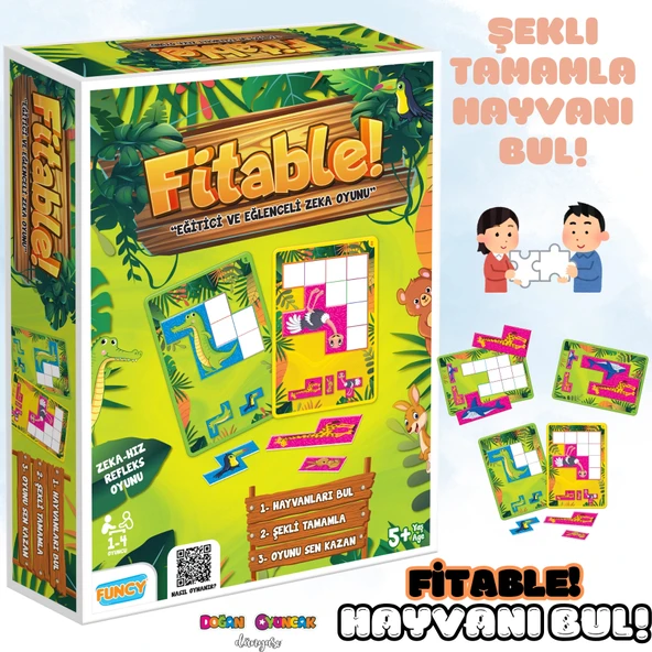 Fitable Hayvan Oyunu - Eşleştirme Aktivite Oyunu - Şekil Tamamlama Oyunu - Akıl Oyunu Zeka Oyunu - Hayvanları Bulma Oyun ürün görseli 1