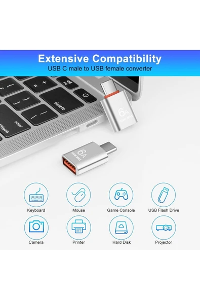 USB Type-C 6A 120W Gen 3.1 OTG Dönüşrüeücü Adaptör - Resim 3