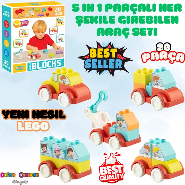 Creative Blok 20 Parça Araç Seti - Slide Blocks - Lego Oyuncakları - Yaratıcı Top Oyunu - Creative Lego ürün görseli 1