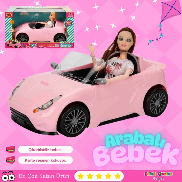 Cindy Doll Bebekli Arabası Pembe - Oyuncak Arabalı Bebek - Barbie Arabası - Bebekli Barbie Arabası - Oyuncak Araç ürün görseli 1