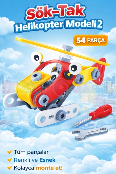 Hanye Sök-Tak Helikopter Modeli 2 - Oyuncak Söktak Helikopter Modeli - Lego Setleri ürün görseli 1